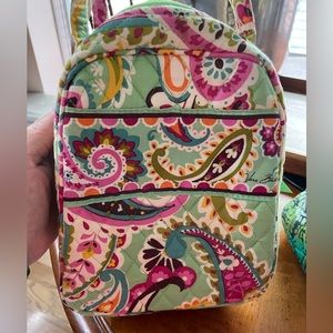 Green, pink paisley lunch bag
